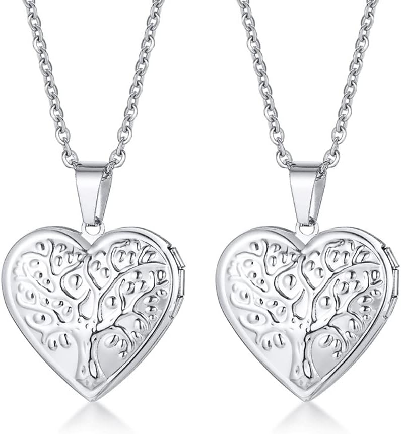 Weenkeey 2 Pcs Locket Necklace that Holds Pictures Stainless Steel Locket Pendant Necklace Memory Photo Pendant Necklace for Women Girls - Image 1